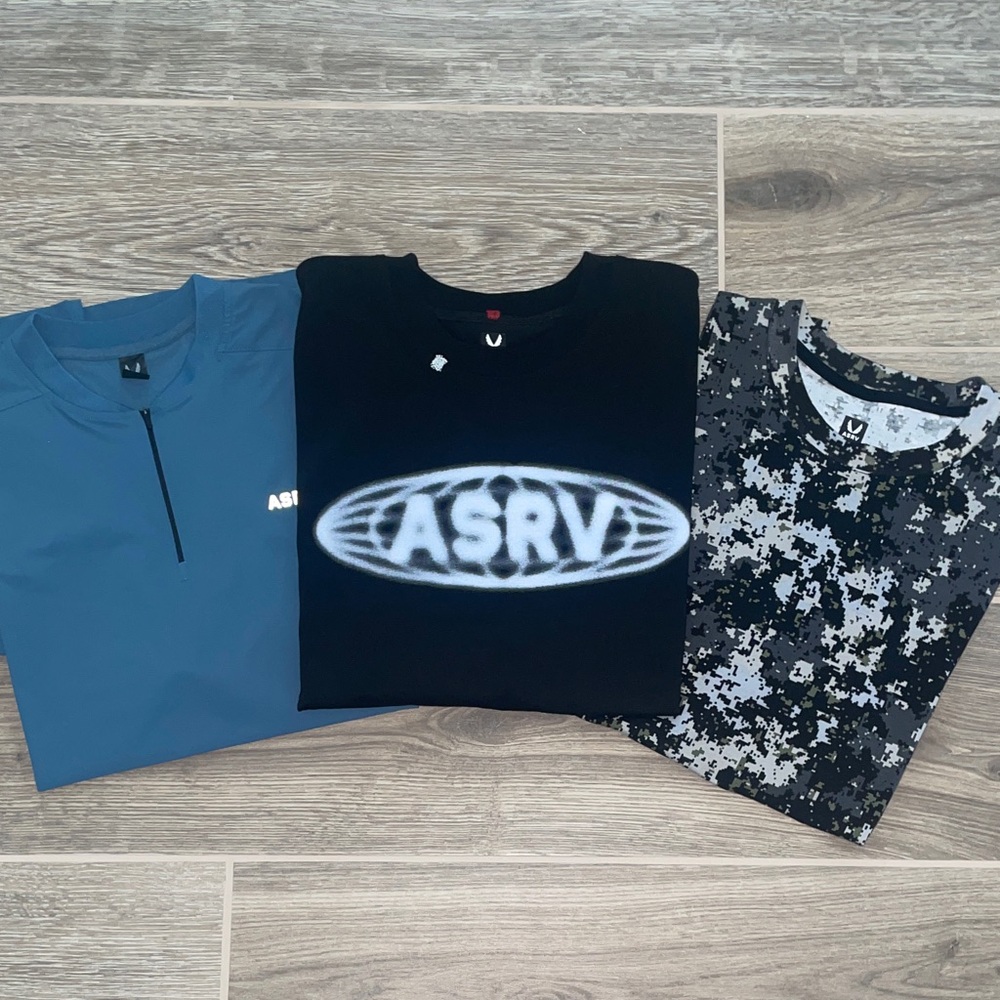 ASRV Lot Black Logo Tee Shirt  Blue and Black Camo Tops - Short Sleeve Bundle